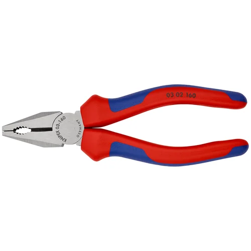 Плоскогубцы комбинированные., рез: провол. ср. d 3.1 мм, твёрд. d 2 мм, кабель d 10 мм (16 мм²), L-160 мм, чёрн., 2-к ручки KN-0302160