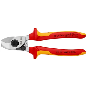 Кабелерез VDE, пружина, рез: кабель d 15 мм (50 мм², AWG 1/0), L-165 мм, хром, 2-к ручки KN-9526165