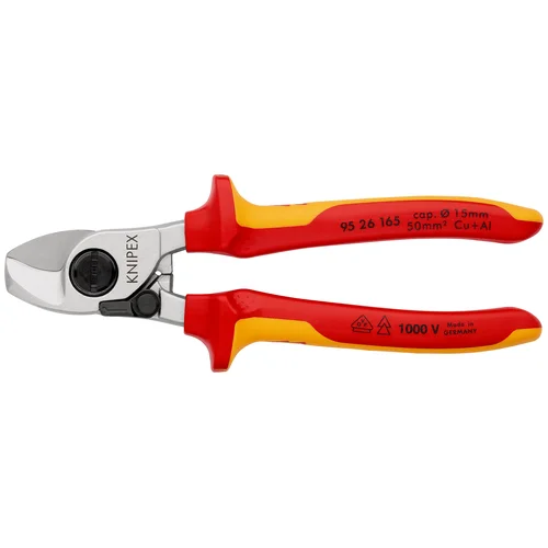 Кабелерез VDE, пружина, рез: кабель d 15 мм (50 мм², AWG 1/0), L-165 мм, хром, 2-к ручки KN-9526165