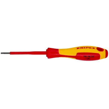 Отвертка SL2.5x0.4 шлицевая VDE, длина лезвия 75 мм, L-177 мм, диэлектрическая, 2-компонентная рукоятка KN-982025