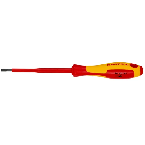 Отвертка SL3.5x0.6 шлицевая VDE, длина лезвия 100 мм, L-202 мм, диэлектрическая, 2-компонентная рукоятка KN-982035