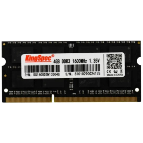 Память DDR3L 4GB 1600MHz Kingspec KS1600D3N13504G RTL PC3L-12800 CL11 SO-DIMM 204-pin 1.35В