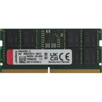 Память DDR5 32GB 6400MHz Kingston KVR64V52BS8-32 Valueram RTL PC5-51200 CL52 SO-DIMM 262-pin 1.1В