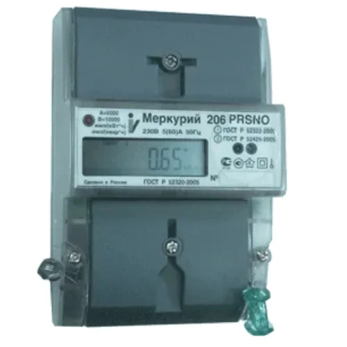 Счетчик "Меркурий" 206 PRSNO 5-60А, 1.0/2.0 класс, многотарифный, оптопорт, RS-485 с внутренним питанием, реле, ЖКИ