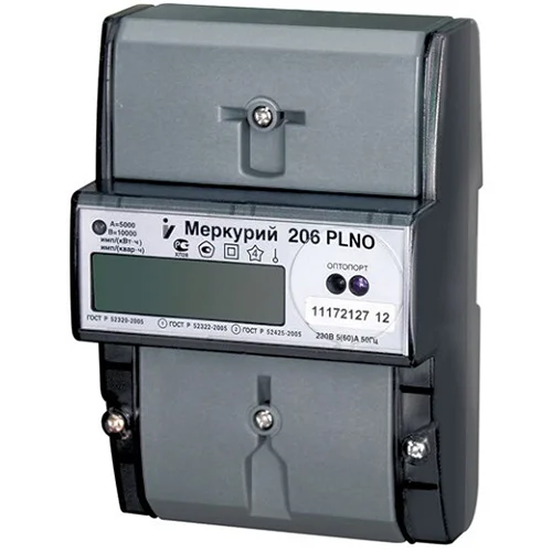 Счетчик "Меркурий" 206 RN 5-60А, 1.0/2.0 класс, многотарифный, оптопорт RS485, ЖКИ