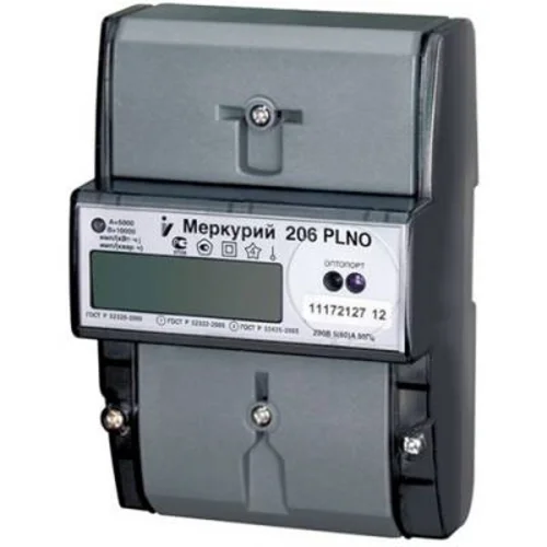 Счетчик "Меркурий" 206 RNO 5-60А, 1.0/2.0 класс, многотарифный, оптопорт RS485, ЖКИ