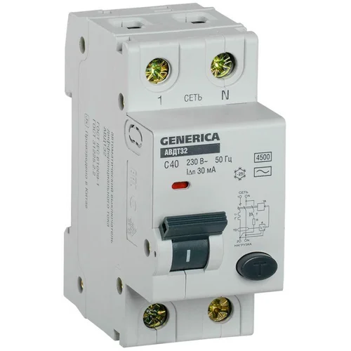 Выключатель автоматический дифференциального тока C40 30мА АВДТ 32 GENERICA MAD25-5-040-C-30