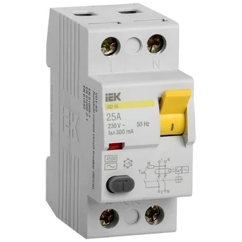 Выключатель дифференциального тока (УЗО) 2п 25А 300мА тип AC ВД1-63 IEK MDV10-2-025-300