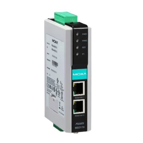 Преобразователь MGate MB3170-T 1-портовый преобразователь Modbus RTU/ASCII (RS-232/422/485) в Modbus TCP с расширенным диапазоном температур