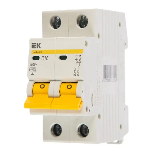 Выключатель автоматический модульный 2п C 16А 4.5кА ВА47-29 IEK MVA20-2-016-C