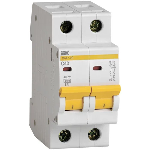 Выключатель автоматический модульный 2п C 40А 4.5кА ВА47-29 IEK MVA20-2-040-C