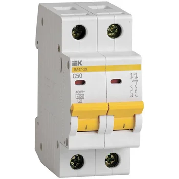 Выключатель автоматический модульный 2п C 50А 4.5кА ВА47-29 IEK MVA20-2-050-C