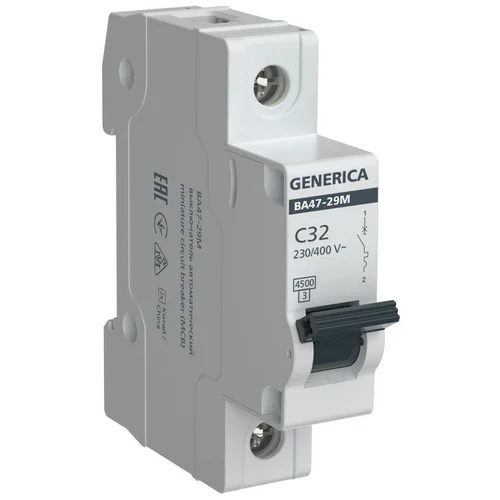 Выключатель автоматический модульный 1п C 32А 4.5кА ВА47-29М GENERICA MVA21-1-032-C-G