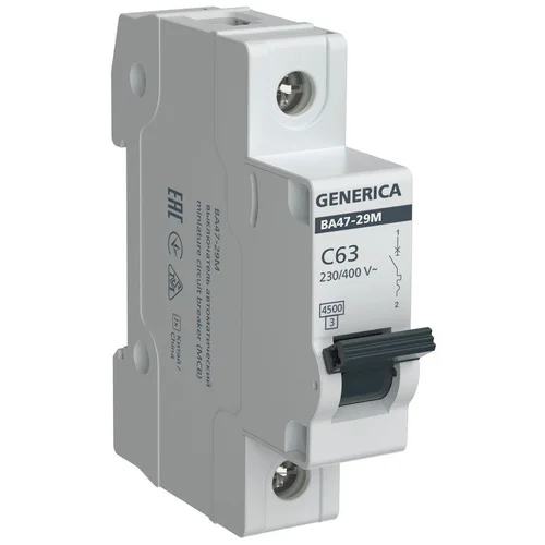 Выключатель автоматический модульный 1п C 63А 4.5кА ВА47-29М GENERICA MVA21-1-063-C-G