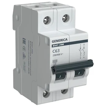 Выключатель автоматический модульный 2п C 63А 4.5кА ВА47-29М GENERICA MVA21-2-063-C-G