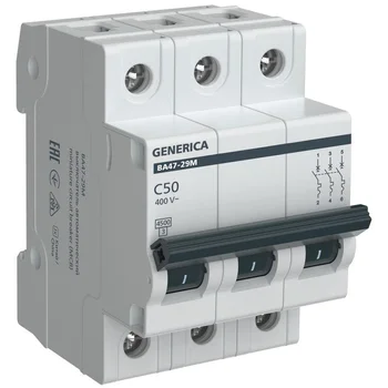 Выключатель автоматический модульный 3п C 50А 4.5кА ВА47-29М GENERICA MVA21-3-050-C-G