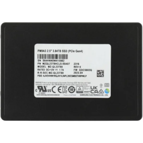Накопитель SSD Samsung PCIe 4.0 x4 3.84TB MZQL23T8HCLS-00A07 PM9A3 2.5" 1 DWPD OEM