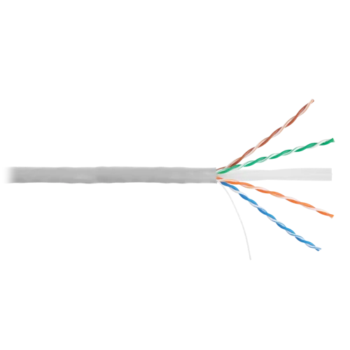 Кабель NIKOLAN U/UTP 4 пары, Кат.6 (Класс E), тест по ISO/IEC, 250МГц, одножильный, BC (чистая медь), 24AWG (0,53мм), внутренний, PVC нг(А), серый