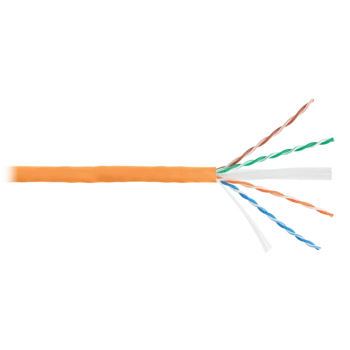 Кабель NIKOLAN U/UTP 4 пары, Кат.6 (Класс E), тест по ISO/IEC, 250МГц, одножильный, BC (чистая медь), 23AWG (0,55мм), внутренний, LSZH нг(А)-HFLTx