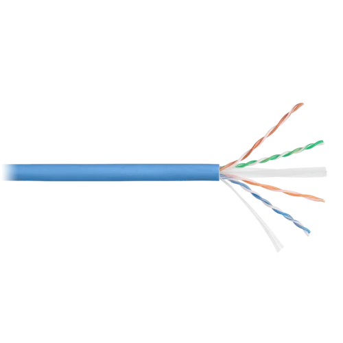 Кабель NIKOLAN U/UTP 4 пары, Кат.6a, одножильный, BC (чистая медь), 23AWG (0,57мм), внутренний, LSZH нг(А)-HFLTx, голубой, 500м