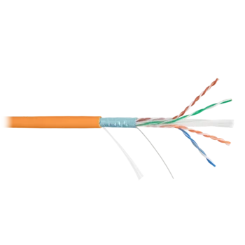 Кабель NIKOLAN F/UTP 4 пары, Кат.6 (Класс E), тест по ISO/IEC, 250МГц, одножильный, BC (чистая медь), 23AWG (0,57мм), внутренний, LSZH нг(А)-HFLTx