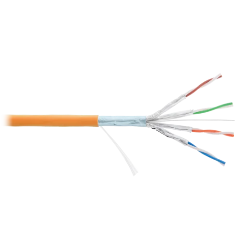 Кабель NIKOLAN F/FTP 4 пары, Кат.6a (Класс Eа), тест по ISO/IEC, 500МГц, одножильный, BC (чистая медь), 23AWG (0,56мм), внутренний, LSZH нг(А)-HFLTx,