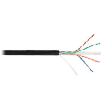 Кабель NIKOLAN U/UTP 4 пары, Кат.6 (Класс E), тест по ISO/IEC, 250МГц, одножильный, BC (чистая медь), 23AWG (0,57мм), внешний, PE до -60С, черный, 305