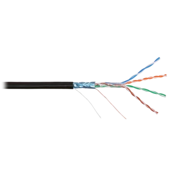 Кабель NIKOLAN F/UTP 4 пары, Кат.5e (Класс D), тест по ISO/IEC, 100МГц, одножильный, BC (чистая медь), 24AWG (0,50мм), внешний, PE до -60С, 305