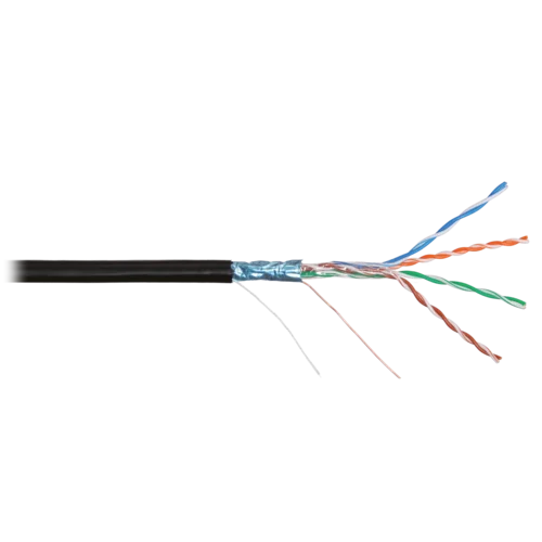 Кабель NIKOLAN F/UTP 4 пары, Кат.5e (Класс D), тест по ISO/IEC, 100МГц, одножильный, BC (чистая медь), 24AWG (0,50мм), внешний, PE до -60С, 305