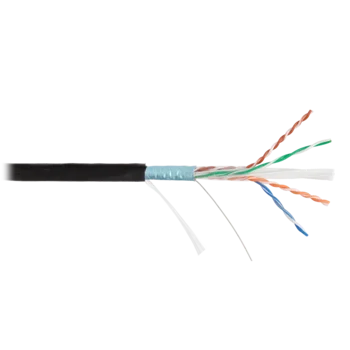 Кабель NIKOLAN F/UTP 4 пары, Кат.6 (Класс E), тест по ISO/IEC, 250МГц, одножильный, BC (чистая медь), 23AWG (0,57мм), внешний, PE до -60С, черный, 305