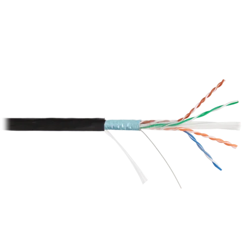 Кабель NIKOLAN F/UTP 4 пары, Кат.6 (Класс E), тест по ISO/IEC, 250МГц, одножильный, BC (чистая медь), 23AWG (0,57мм), внешний, PE до -60С, черный, 305