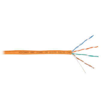 Кабель NIKOMAX U/UTP 4 пары, Кат.5e (Класс D), тест по ISO/IEC, 100МГц, одножильный, BC (чистая медь), 24AWG (0,50мм), полимерный материал нг(А)-HF