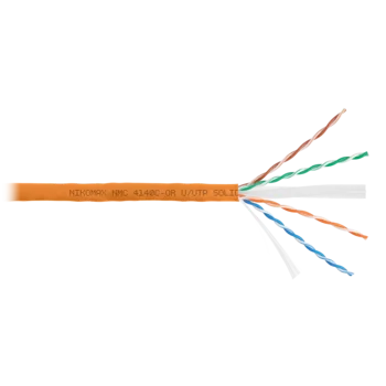 Кабель NIKOMAX U/UTP 4 пары, Кат.6 (Класс E), тест по ISO/IEC, 250МГц, одножильный, BC (чистая медь), 23AWG (0,55мм), полимерный материал нг(А)-HF, вн