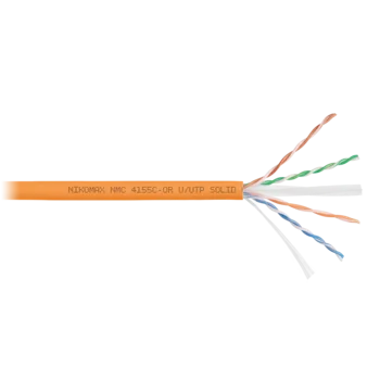 Кабель NIKOMAX U/UTP 4 пары, Кат.6a, тест по ISO/IEC, 500МГц, одножильный, BC (чистая медь), 23AWG, полимерный материал нг(А)-HF, внутренний, оранжевы
