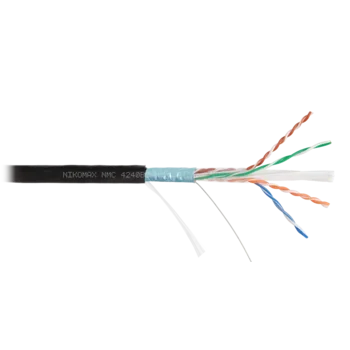 Кабель NIKOMAX F/UTP 4 пары, Кат.6 (Класс E), тест по ISO/IEC, 250МГц, одножильный, BC (чистая медь), 23AWG (0,55мм), полиэтилен, внешний, черный, 305