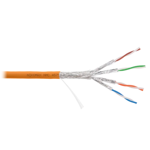 Кабель NIKOMAX S/FTP 4 пары, Кат.7a (Класс Fa), тест по ISO/IEC, 1000МГц, одножильный, BC (чистая медь), 23AWG (0,58мм), полимерный материал нг(А)-HF,
