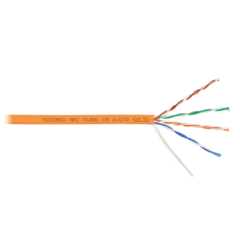 Кабель NIKOMAX U/UTP 4 пары, Кат.5e (Класс D), тест по ISO/IEC, 100МГц, одножильный, BC (чистая медь), 24AWG (0,52мм), полимерный материал нг(А)-HF