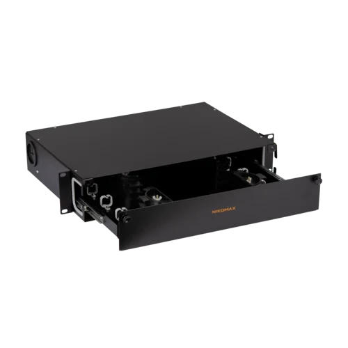 Органайзер оптический 19", 2U, металлический, с пластиковыми направляющими, черный