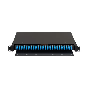 Оптический кросс NIKOMAX 19" Premium Line, 1U, укомплектованный на 24 порта SC/UPC (24 одинарных SC/UPC адаптера), SM 9/125 OS2, выдвижной