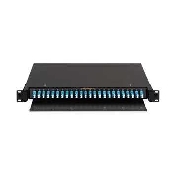 Оптический кросс NIKOMAX 19" Premium Line, 1U, укомплектованный на 48 портов LC/UPC (24 двойных LC/UPC адаптеров), SM 9/125 OS2, выдвижной, с полкой