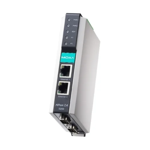 NPORT IA-5250-T, 2-портовый преобразователь RS-232/422/485 в Ethernet с расширенным диапазоном температур, MOXA