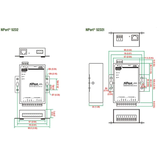 NPort 5230 2-портовый асинхронный сервер RS-232 + RS-422/485 в Ethernet MOXA
