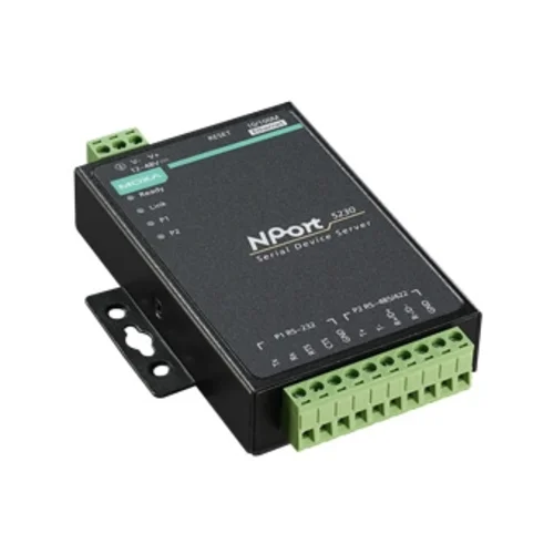 NPort 5230-T 2-портовый преобразователь RS-232 + RS-422/485 в Ethernet с расширенным диапазоном температур