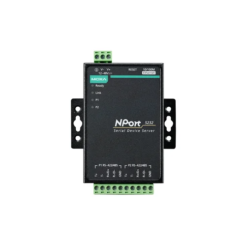 NPort 5232-T 2-портовый асинхронный сервер RS-422/485 в Ethernet с расширенным диапазоном температур MOXA
