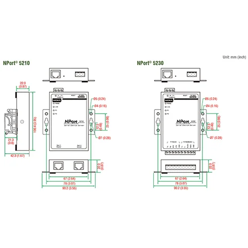 NPort 5232i 2-портовый асинхронный сервер RS-422/485 в Ethernet с изоляцией 2 КВ