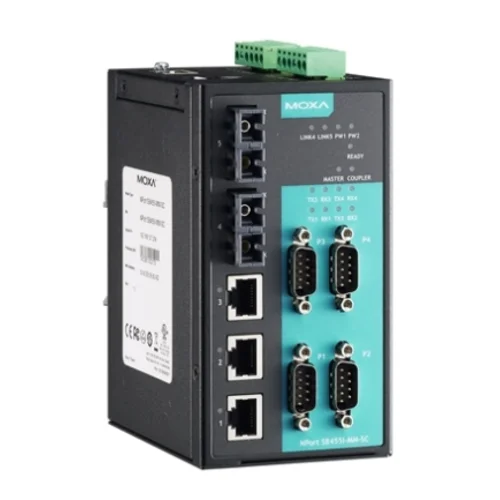 NPort S8455I-MM-SC 4-портовый преобразователь RS-232/422/485 в Ethernet cо встроенным Ethernet-коммутатором
