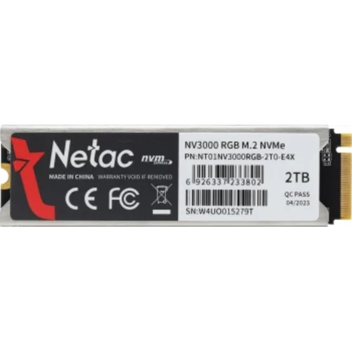 Накопитель SSD Netac PCIe 3.0 x4 2TB NT01NV3000RGB-2T0-E4X NV3000 RGB M.2 2280