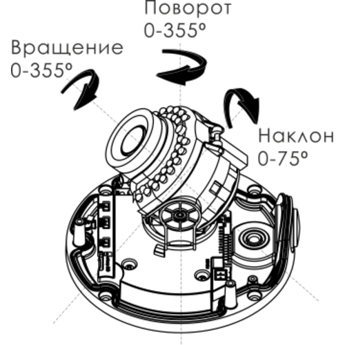 Проектная IP камера OMNY M14E 2812 купольная OMNY PRO серии Мира. 4Мп/25кс, H.265, управл. IR, мотор.объектив 2.8-12мм, PoE/12В, EasyMic (имеет сколы)