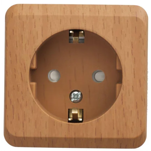 Розетка 1-м ОП Этюд Дача 16А IP20 250В с заземл. защ. шторки бук SE PA16-004T