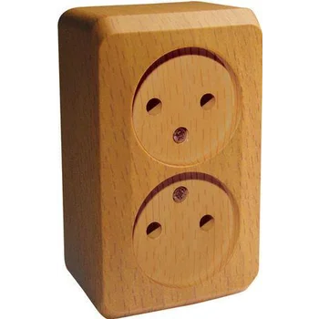 Розетка 2-м ОП Этюд Дача 16А IP20 250В без заземл. без защ. шторок бук SE PA16-005T